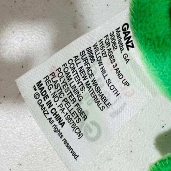 New Baby Ganz Mini Sloth In Leaf Willow Hill Pocket Pal H15127 NWT - Picture 8 of 8